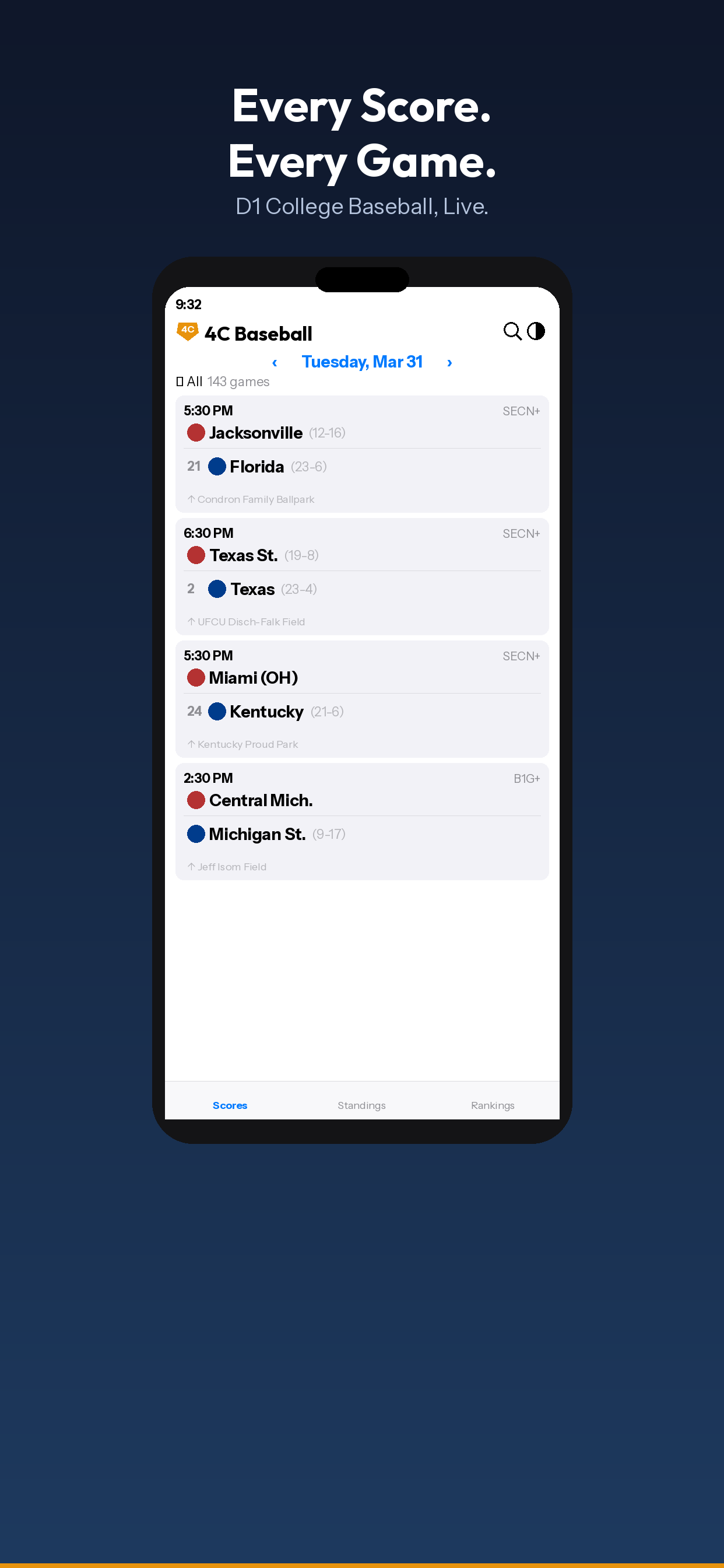 4C Baseball scoreboard screen